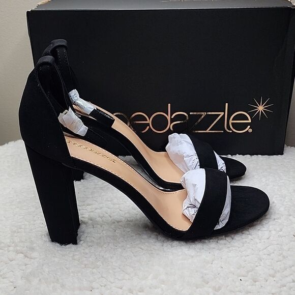 NIB Shoe Dazzle Heeled Sandals Lyvia Black Size 9 - Picture 3 of 8